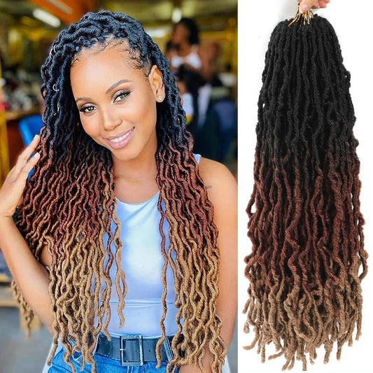 Soft Locs 26 Inch 7 Packs Ombre Crochet Hair Pre Looped Faux Locs Crochet Hair For Black Women Butterfly Locs Hair Nu Goddess Braids Crochet Hair(1B/30/27, 26 Inch, 7 Packs)