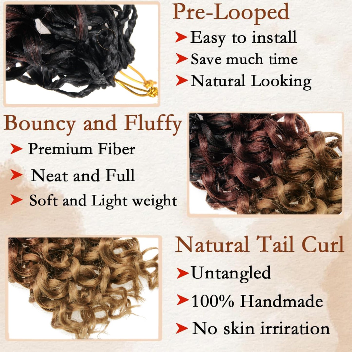 Curly Crochet Hair Pre Looped GoGo Curl Crochet Hair 14 Inch 8 Packs