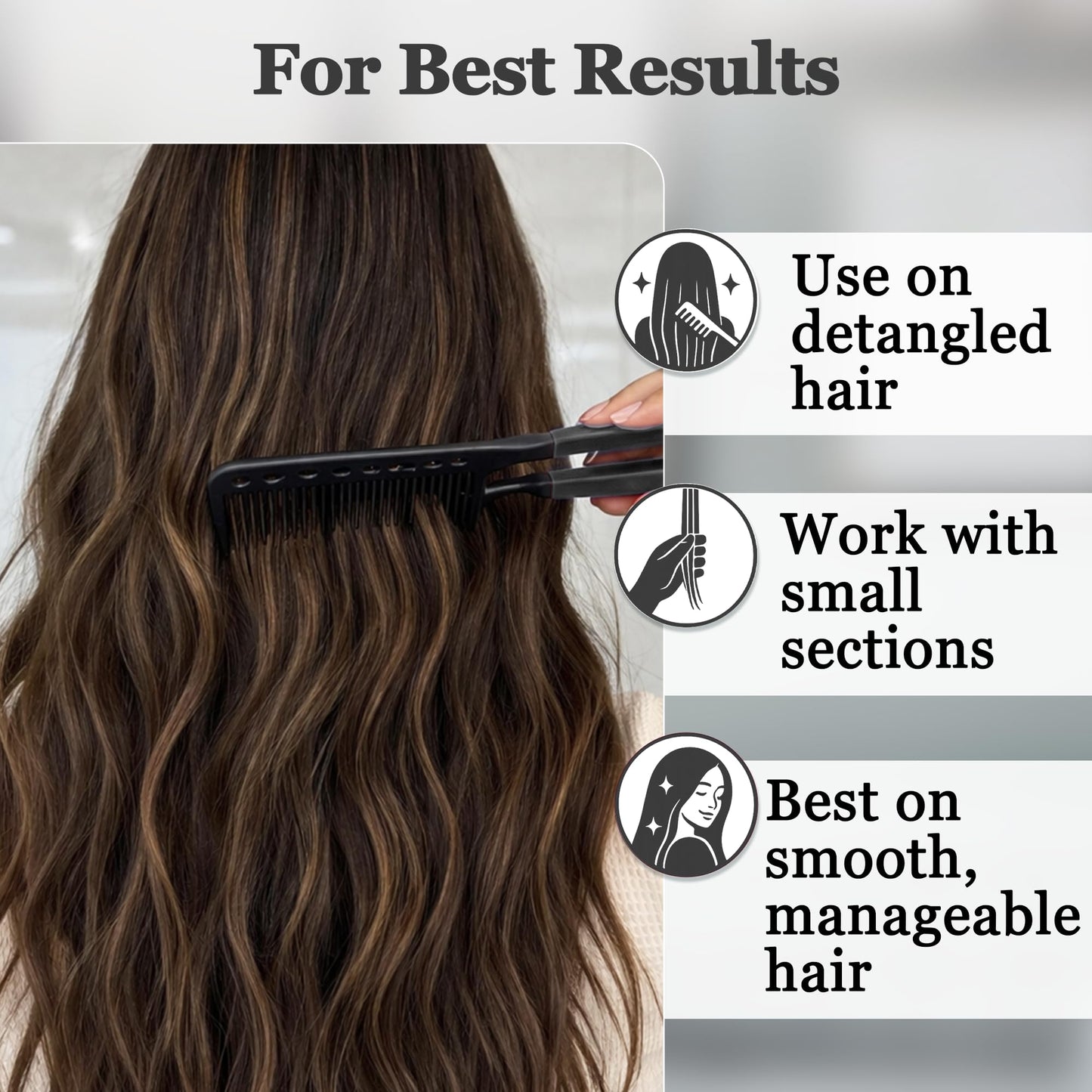 Herstyler Straightening Comb For Hair - Flat Iron Comb - Hair Straightener Comb With Firm Grip - Styling Comb - Chasing Comb - Heat Resistant Comb