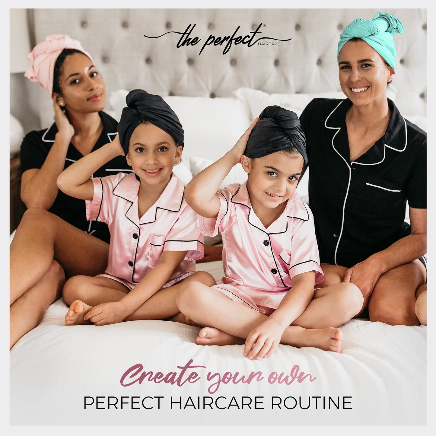 THE PERFECT HAIRCARE Microfiber Hair Plopping Towel Set – Super Absorbent Anti-Frizz Hair Drying Wrap + 2 Curl Scrunching Towels – Fast Drying, Lightweight Wrap for Women, Girls & All Hair Types