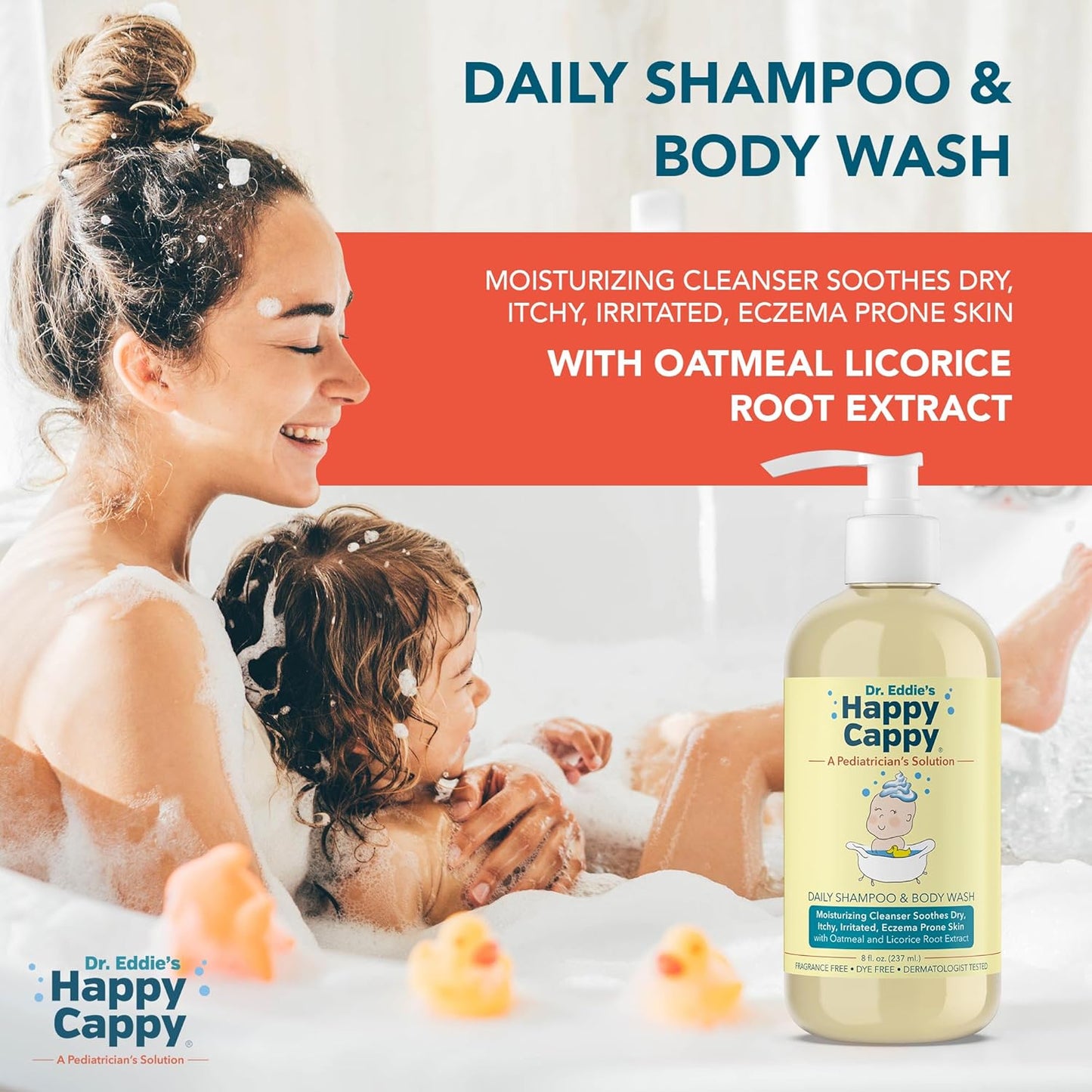Happy Cappy Daily Medicated Shampoo & Body Wash Bundle | Baby Dandruff Treatment for Cradle Cap & Seborrheic Dermatitis - 2 Pieces