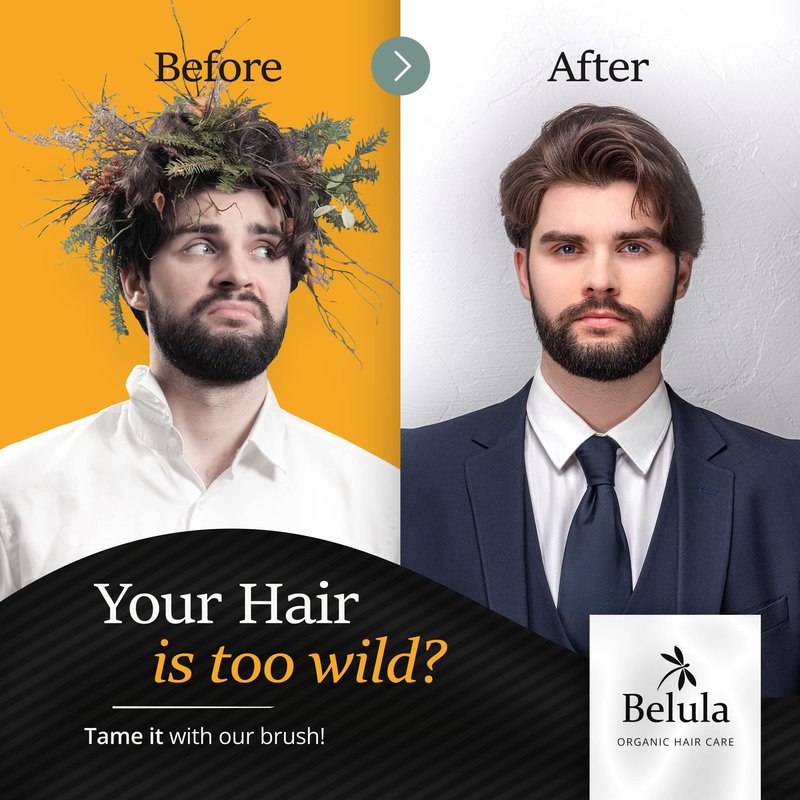Belula Men's Hair Grooming Set: Boar Bristle Brush, Nylon Pin Brush, Wooden Comb, and Travel Bag for Styling