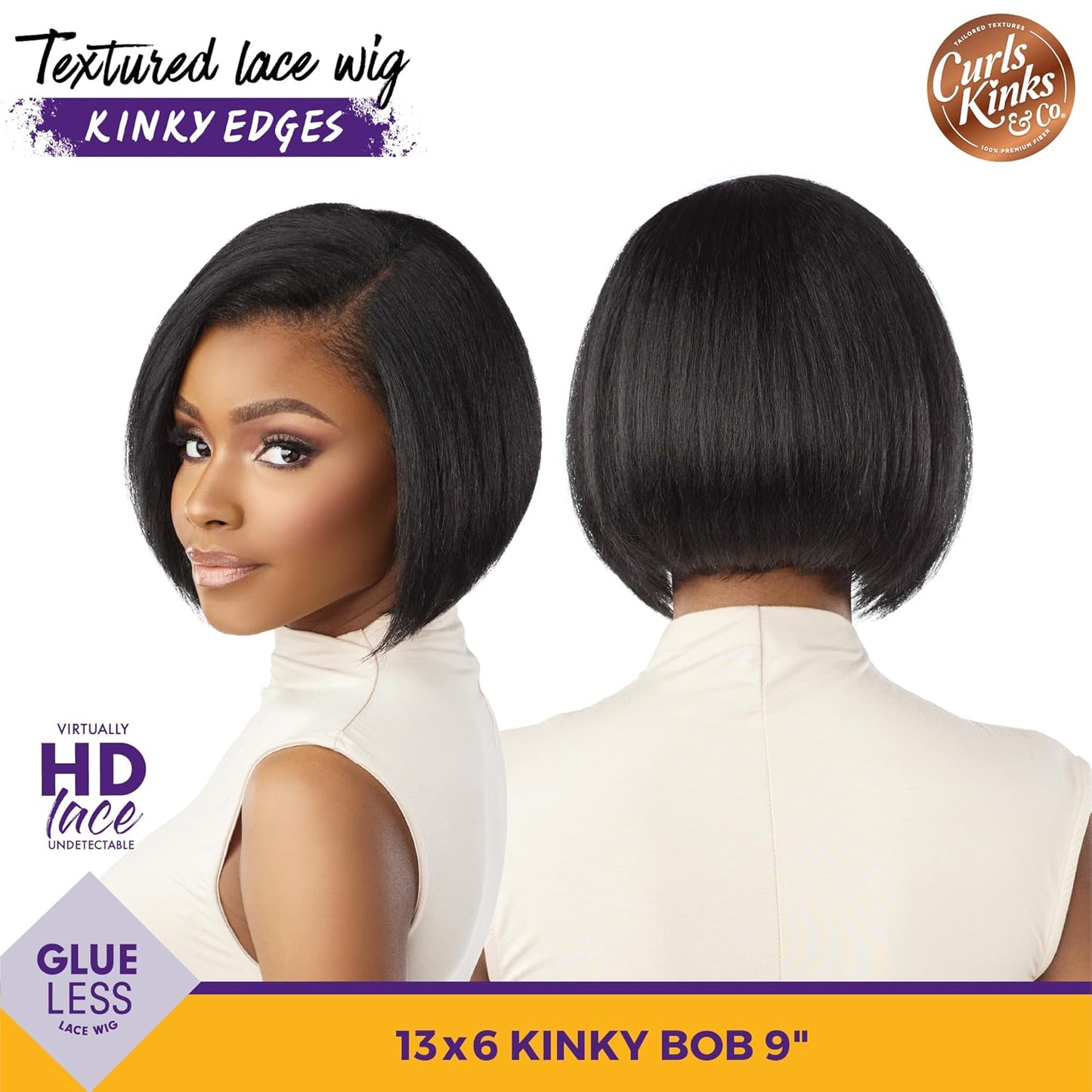 Kinky Bob Wig - 13X6 Lace Frontal with Natural Kinky Texture | 9 Inch for 3C to 4C Hair (1B Off Black)
