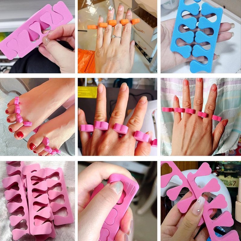 200pcs Sponge Toe Separators Pedicure Set for Nail Polish- Premium Nail Art Painting and Polishing Tool Kit, 4 Funy Color