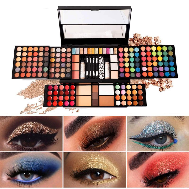 All In One 132 Color Makeup Kit, Professional Case, Teen Girls Set, Multicolor Eyeshadow Palette (006N1-Pink)
