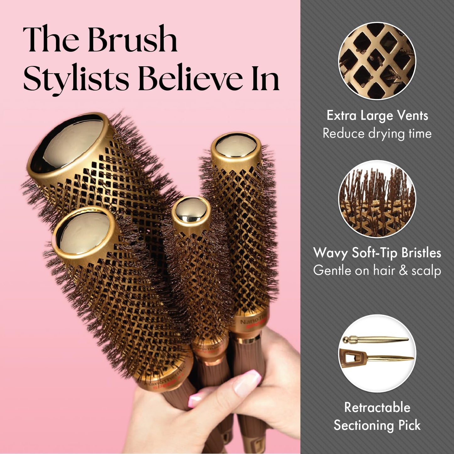 Olivia Garden NanoThermic Ceramic Ion Speed XL Round Hair Brush | Professional Blowout Tool for Normal to Thick Hair