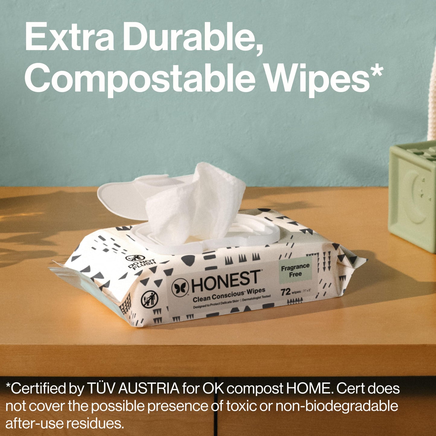 The Honest Company Baby Wipes for Sensitive Skin, Hypoallergenic, Fragrance-Free, Multi-Use, Pattern Play Design, 720 Count (10 Packs of 72)