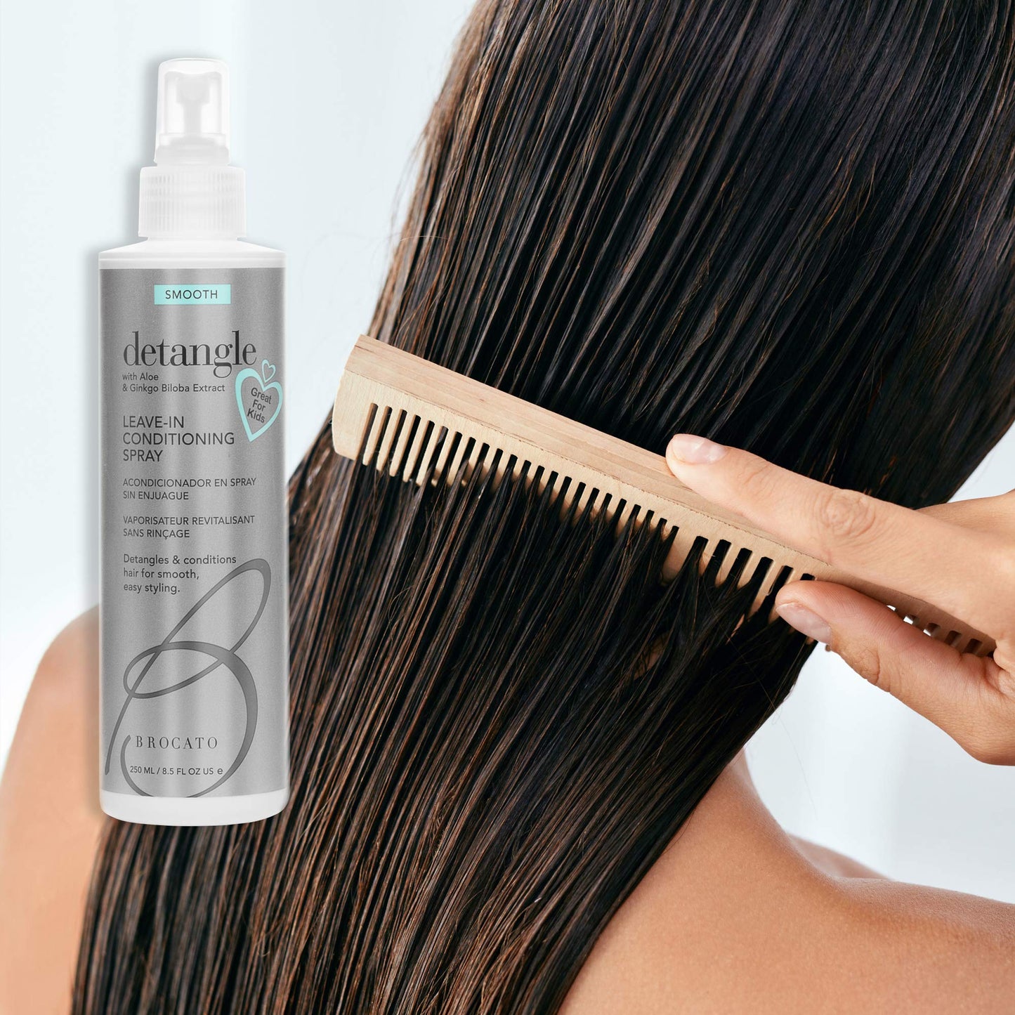 Brocato Detangle Leave In Conditioner Spray, 8.5 oz | Hair Detangler & Conditioning Spray for Women to Smooth Hair | Tame Frizz & Provide Sun & Heat Protection | Detangling Products for All Hair Types