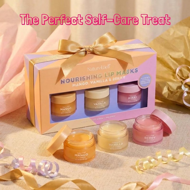 Hydrating Lip Masks Variety Pack - Mango, Vanilla & Berry Scents | Non-Greasy, Softening 0.70 oz (3 Pack)