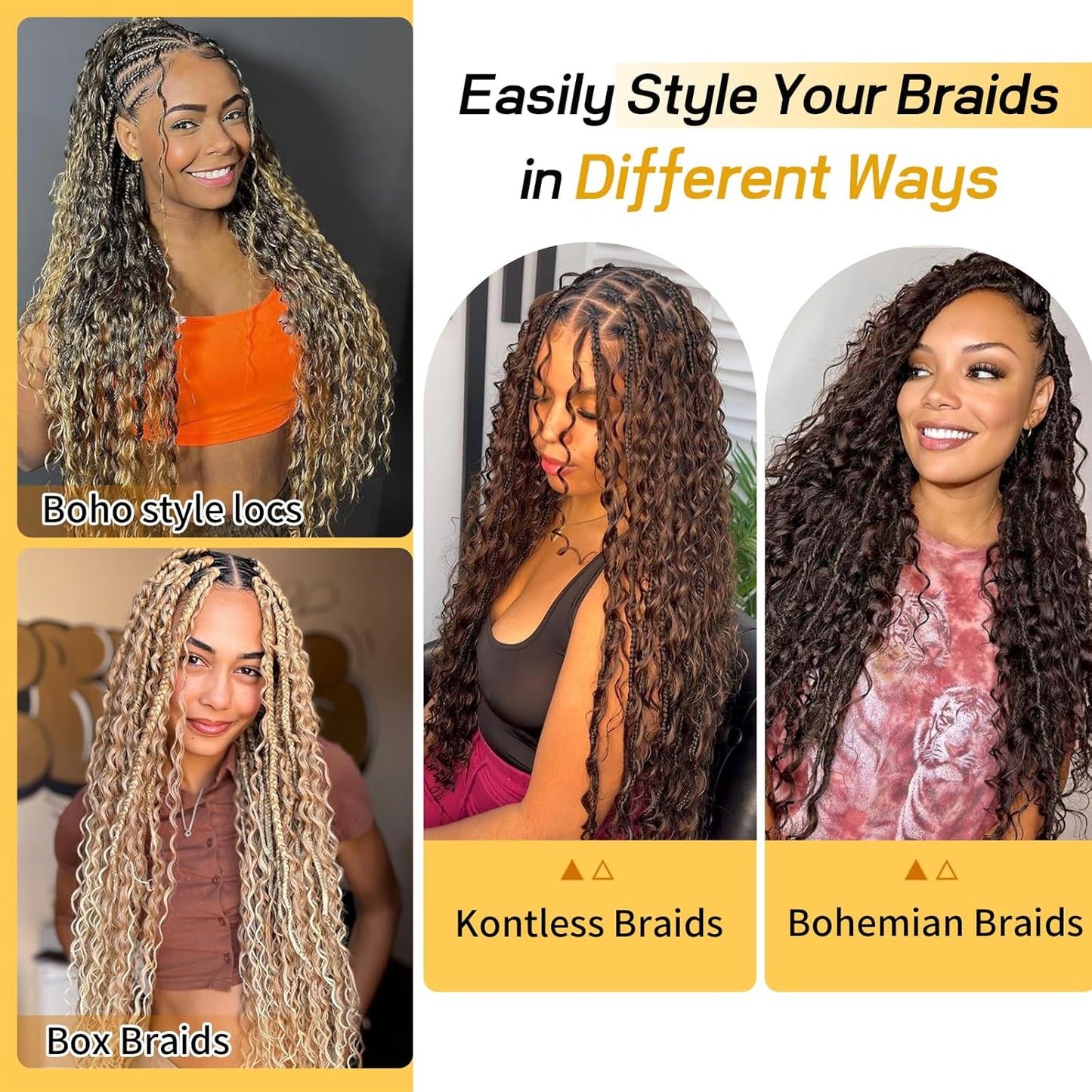 Eacia 20 Inch Water Wave Braiding Hair - 2 Bundles 200g Ginger Curly Extensions for Boho Braids | Micro Twist, No Weft