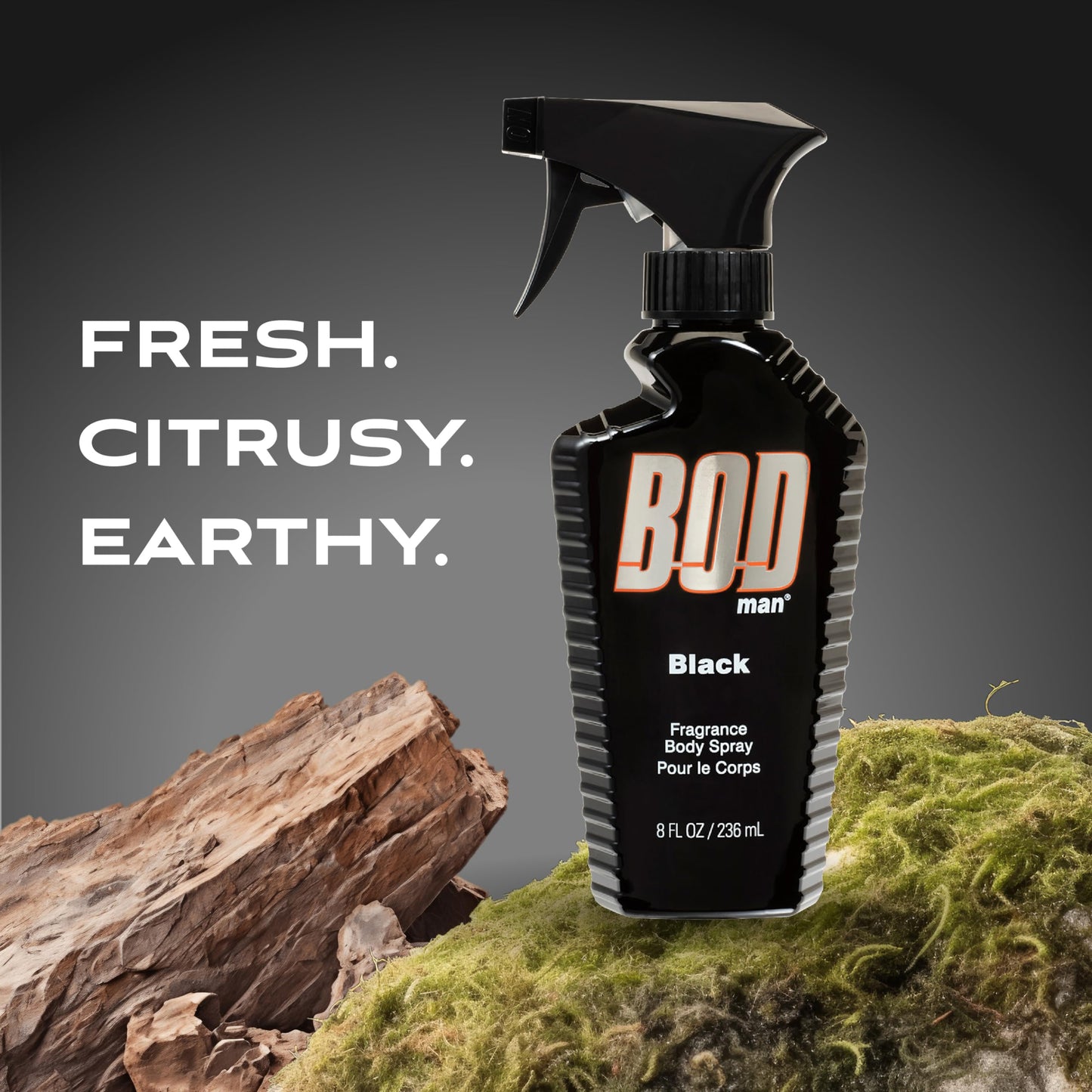 BOD man Fragrance Body Spray, Black, 8 fl oz (Pack of 2) & Blue Surf, 8 Fl Oz