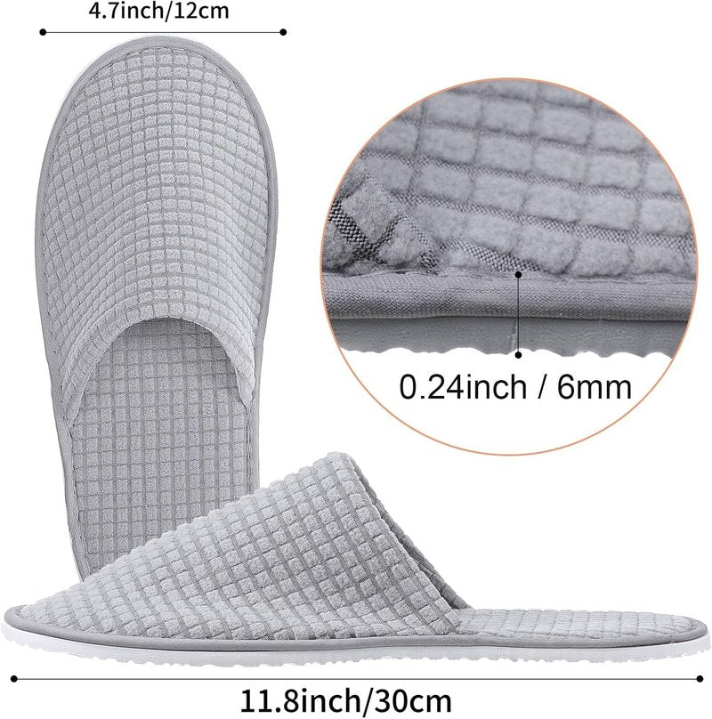 House Slippers for Guests - Non-Slip Disposable Travel Slippers | Washable, Reusable, Closed Toe for Weddings & Indoor Use