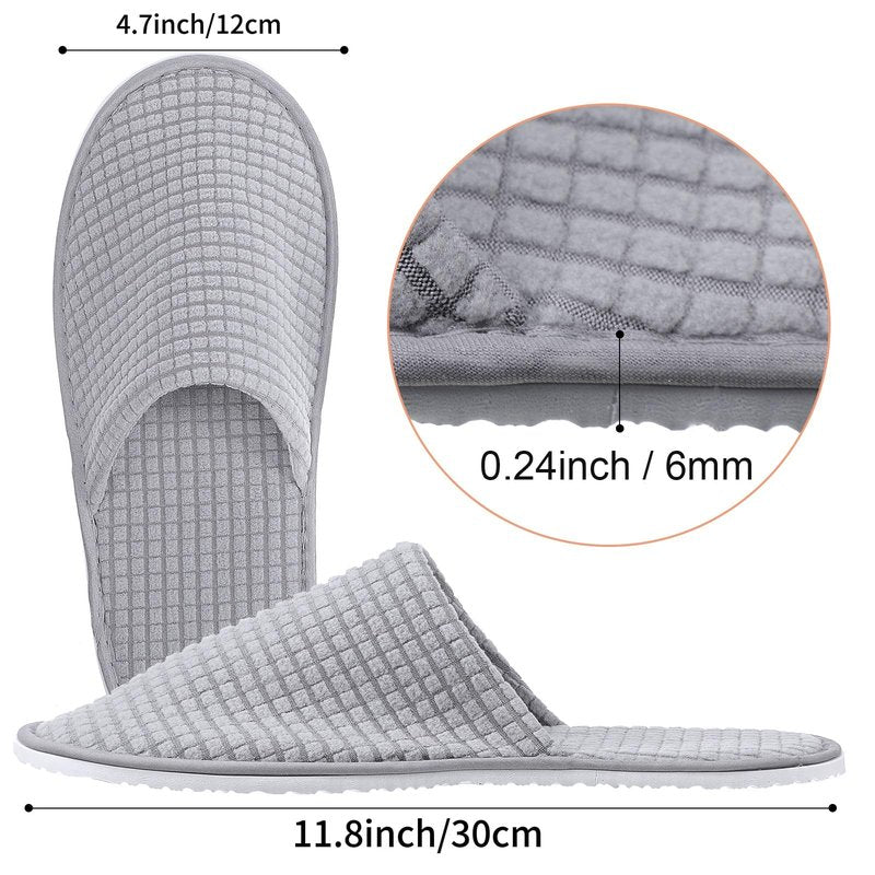 Geyoga 12 Pair House Slipper for Guest Non Slip Disposable Slipper for Travel Washable Reusable Closed Toe Hotel Bridesmaid Indoor Spa Wedding Party Home(White,Gray,Black,M)