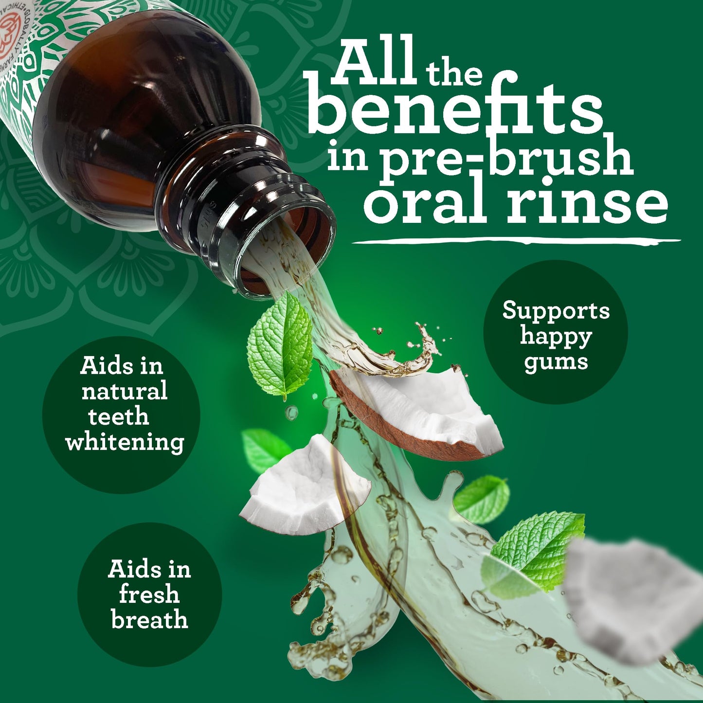 GuruNanda Ultimate Natural Teeth Brightening Bundle - Coconut & Peppermint Oil Pulling (2 Pack) & CocoMint Oil Pulling for a Naturally Bright Smile & Happy Gums