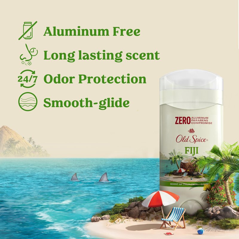 Old Spice Aluminum Free Deodorant for Men, 24/7 Long Lasting Freshness, 24/7 Sweat & Odor Protection, Fiji with Palm Tree Scent Deodorant with Travel-Size Swagger Scent Body Wash, 3 oz (Pack of 3)