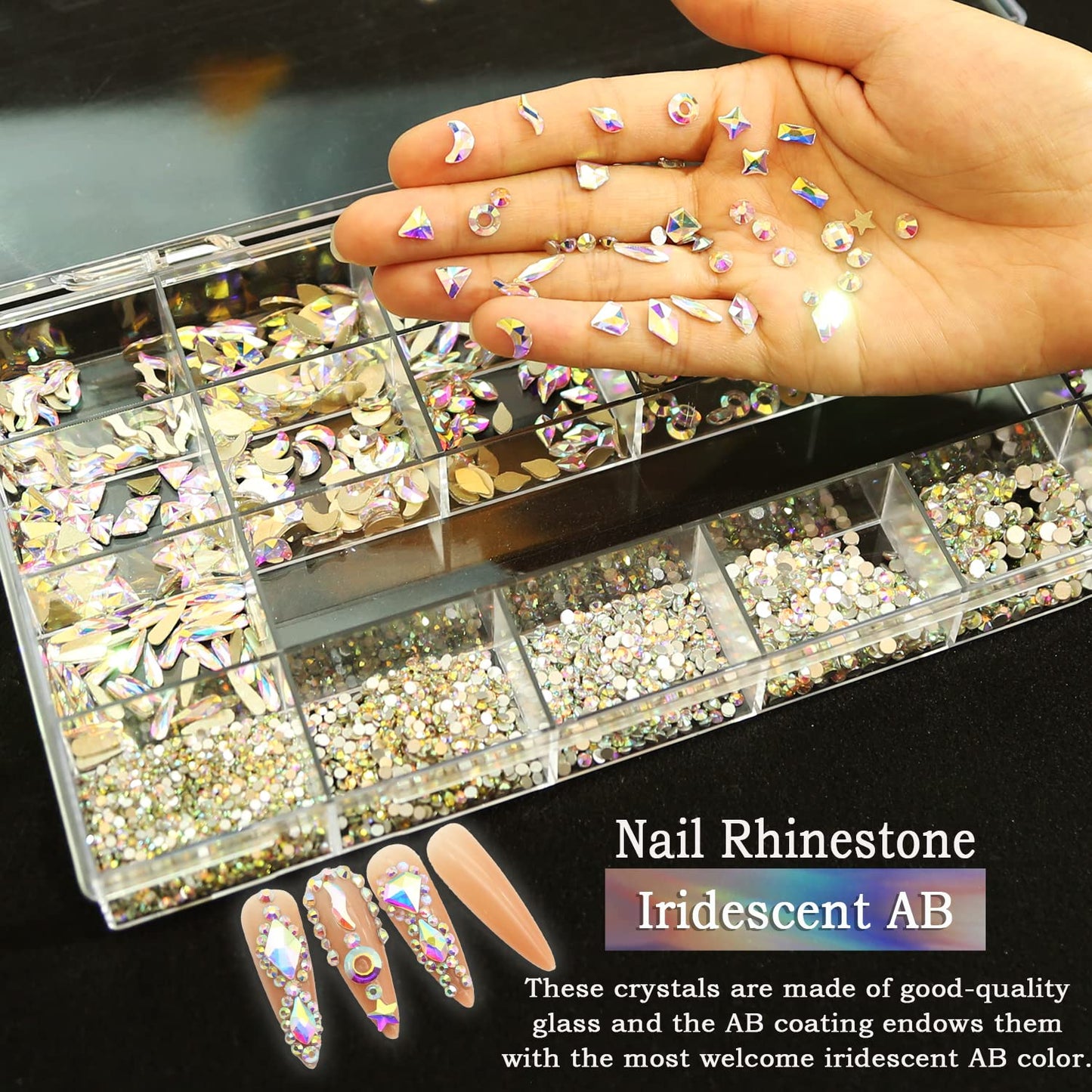 4180 Pcs Crystal Flatback Rhinestones Gems Nail Kit for Nail Art,Crafts,Clothes Shoes Decorations Jewelry (700 Diamonds + 3480 Flat Rhinestones, with Rhinestones Pen), Green