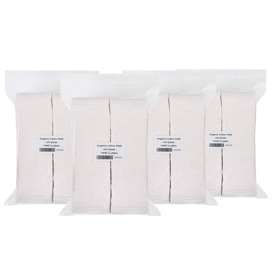 Japanese Organic Cotton Pads 100 Pieces 100% Organic Unbleached [Made in Japan] (4 Packs)