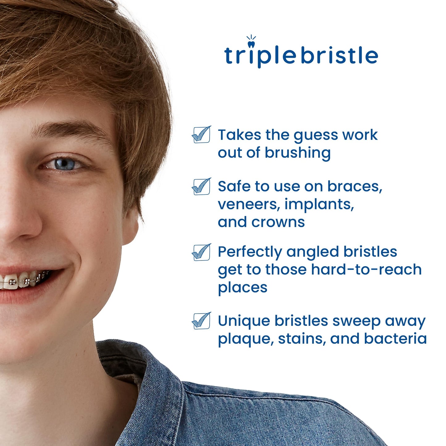 Triple Bristle GO | Portable AA Battery Sonic Toothbrush for Travel | Three Powerful Modes | Soft Nylon Bristles-Also for Autistic & Special Needs Adults and Kids | Triple Bristle GO Two Pack