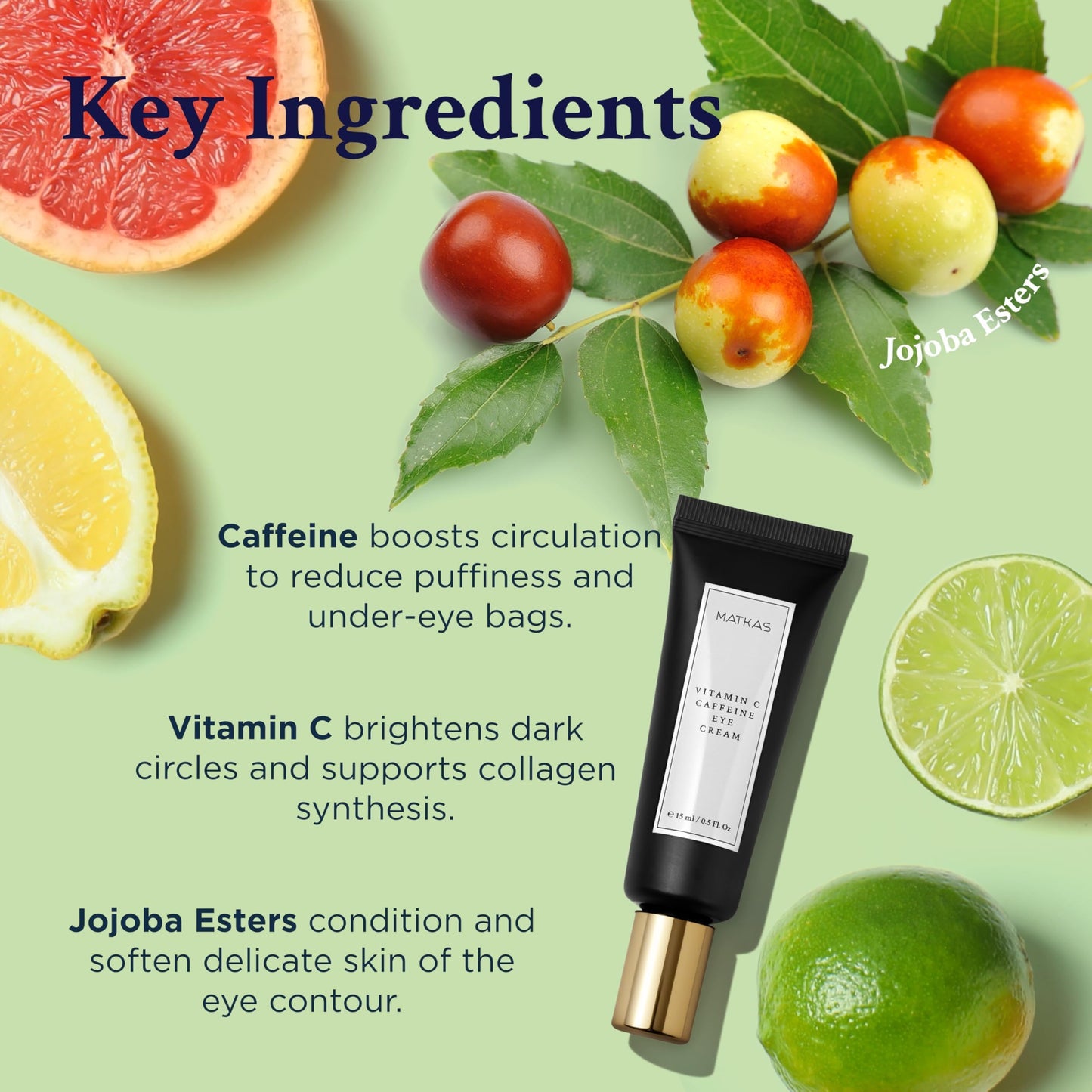 MATKAS Korean Vitamin C Under Eye Brightener for Dark Circles 0.5 Floz.
