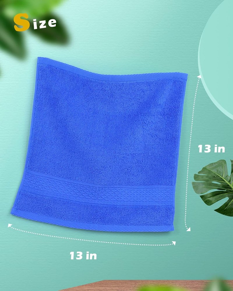 Soft Cotton Wash Cloths - 24-Pack Large Shower Towels | 8 Colors, 13” x 13” for Bathroom & Guestroom