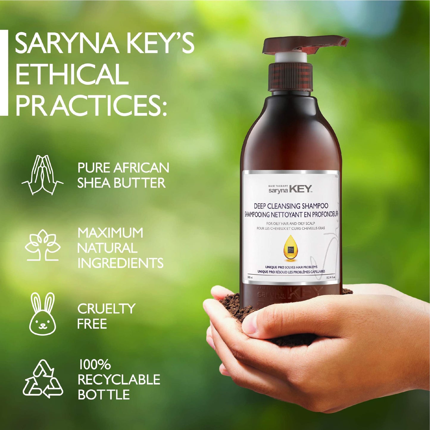 Saryna Key Deep Cleansing Shampoo for Oily Hair and Oily Scalp (300ml/10.14oz) - pH-Balanced - Paraben & Phthalate-Free - Color-Safe