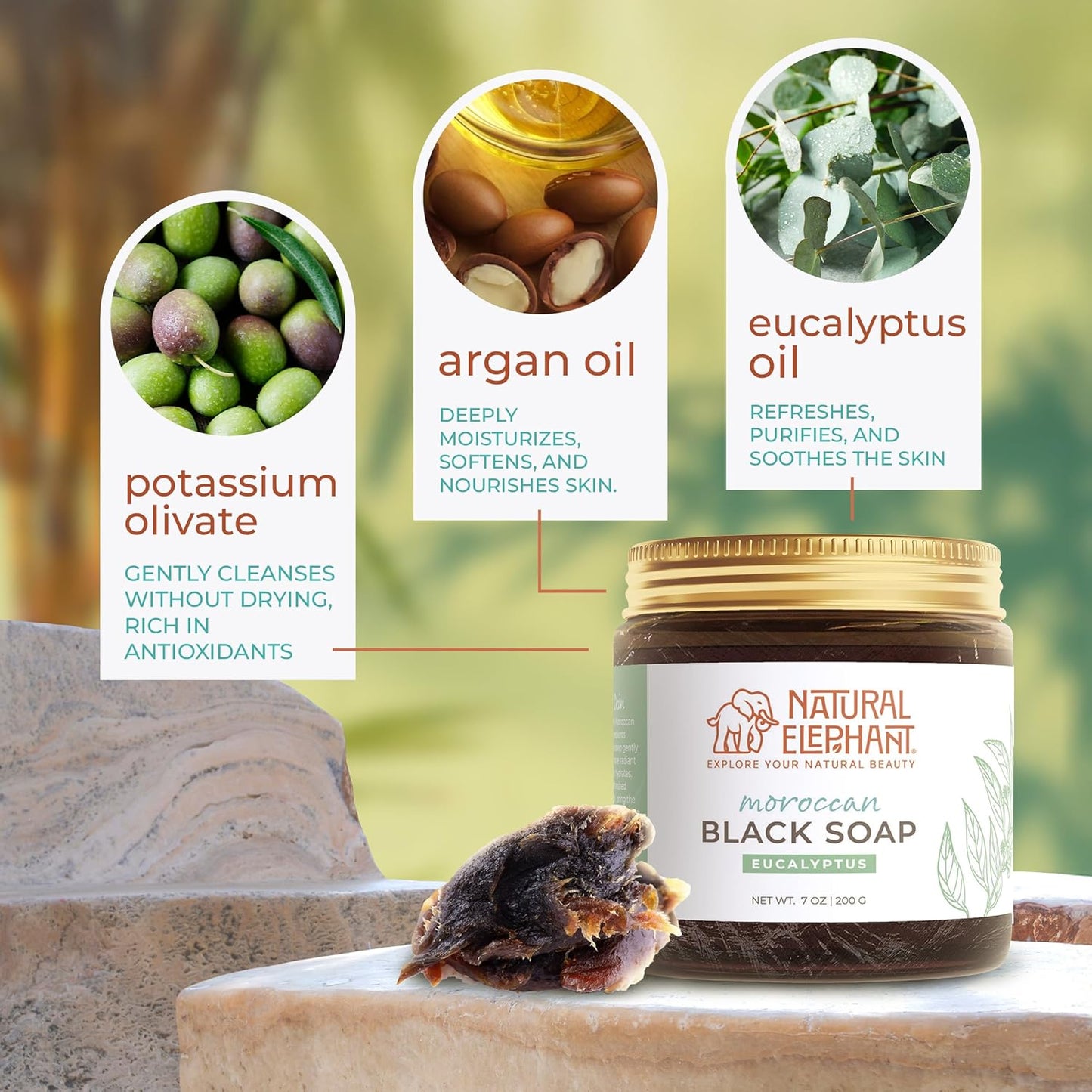 Moroccan Black Soap - Natural Eucalyptus Essential Oil | 1kg (2.2 lbs) Bulk Size