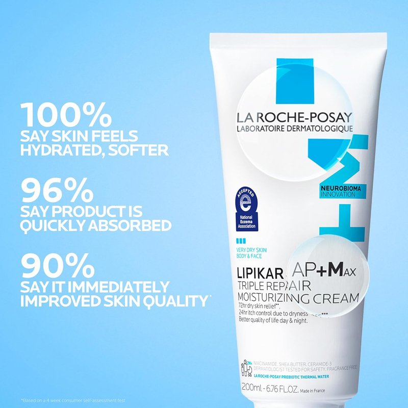 La Roche-Posay Lipikar AP+MAX Moisturizing Body Cream - Repairing Lotion for Dry Skin with Shea Butter & Niacinamide | Gentle Formula for Sensitive Skin