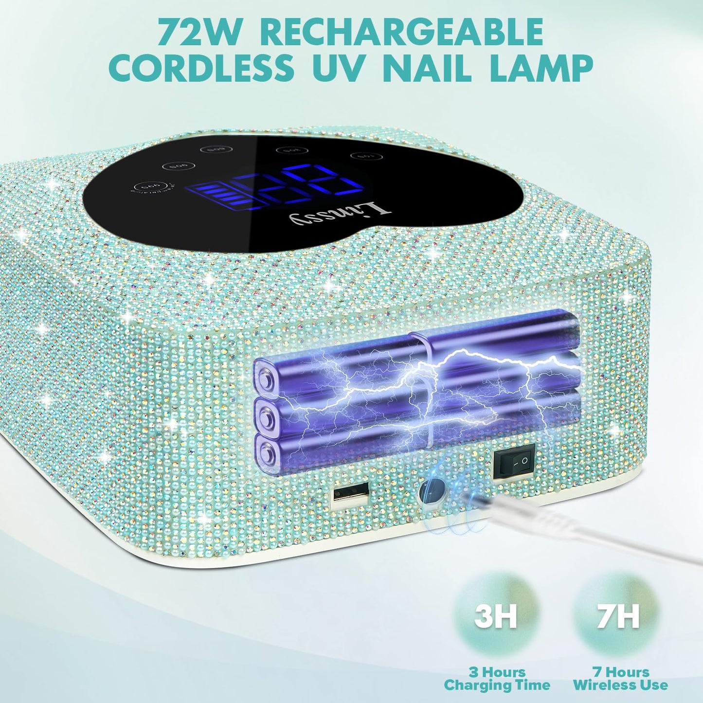 72W Cordless UV LED Nail Lamp for Gel Nails,Nail Dryer with 5 Timers