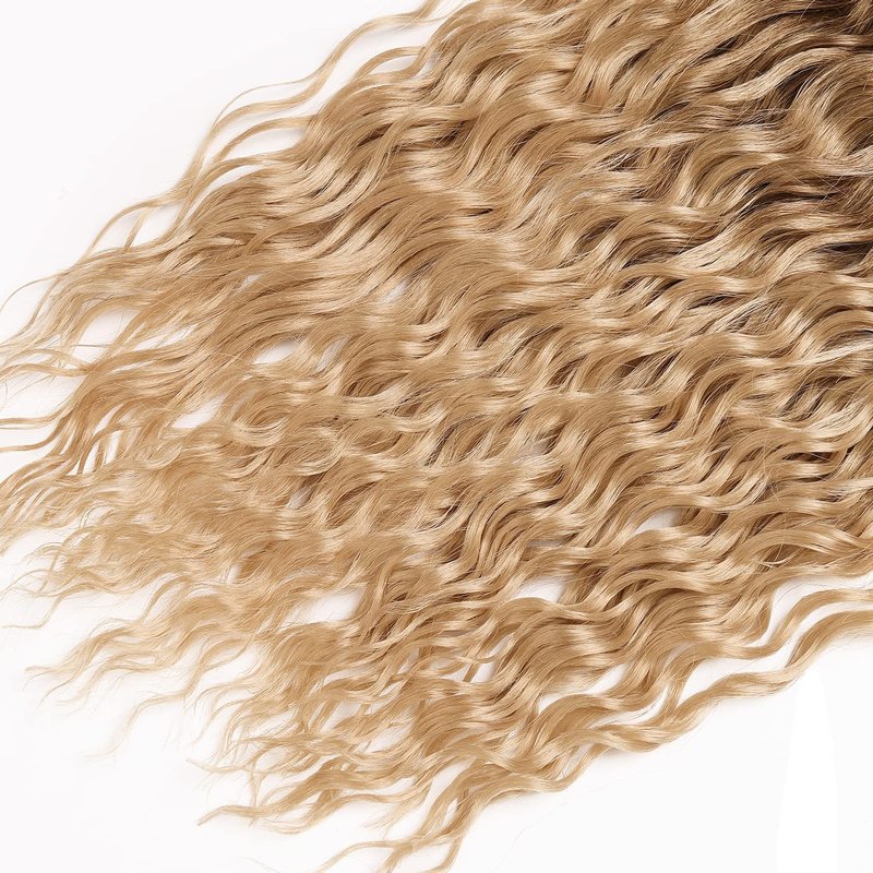 MAYSA Ocean Wave Crochet Hair Extensions 30in Ombre Crochet Hair 6Packs Soft Synthetic Braiding Curly Crochet Hair for Women #T8/24 Brown mix Blonde