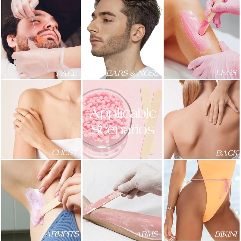 Hair Removal Waxing Kit - Digital Display Wax Warmer for Face, Eyebrow, Bikini & Body | 200g Hard Wax Beads & Silicone Bowl