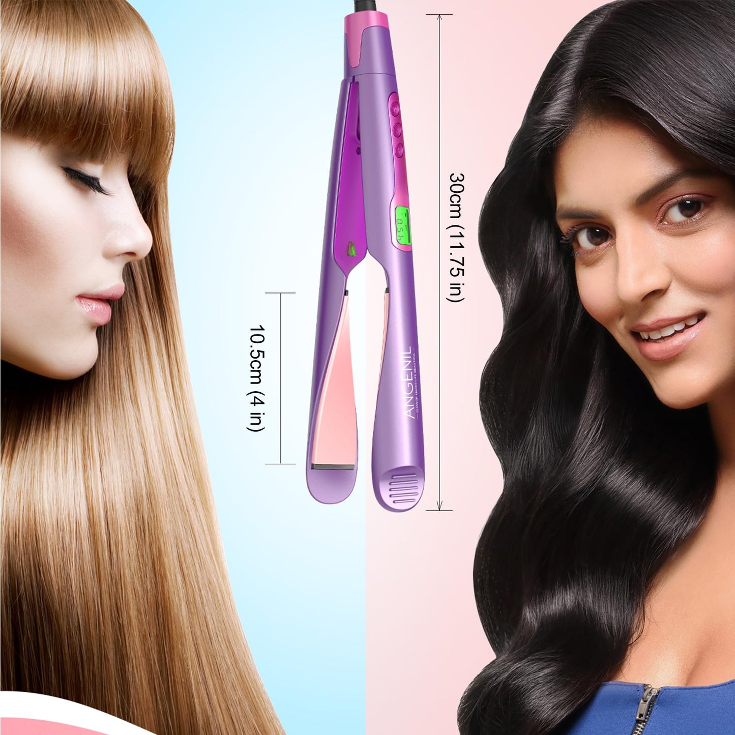 ANGENIL Pro Twist Flat Iron Curling Iron in One, Dual Voltage