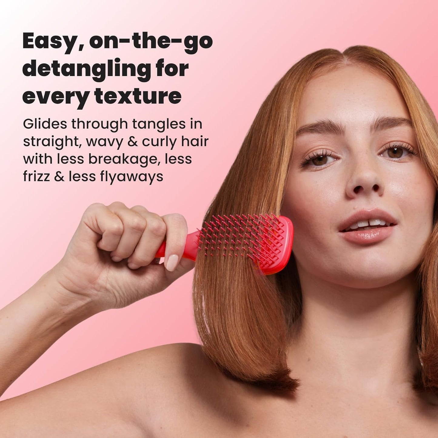 Tangle Teezer Ultimate Detangler Brush - Travel-Size Mini Hair Brush for Straight to Wavy Hair | Pink Punch