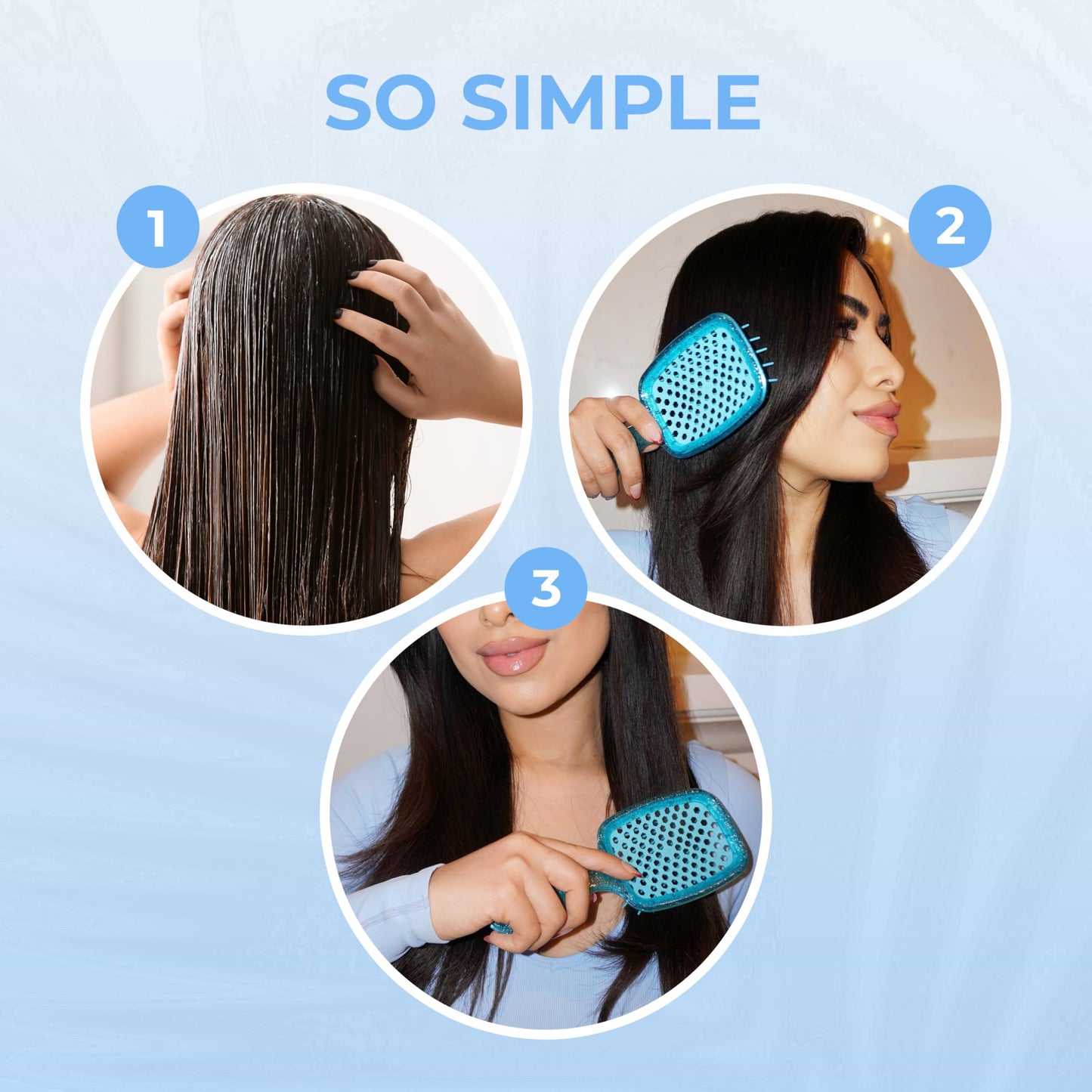 FHI Heat UNbrush Mini Detangler Brush for Pain-Free Brushing on All Wet or Dry Hair Types — Durable Duoflex Anti-Static Bristles, Lightweight Handle, Vented Mini Hair Brush, Sapphire Blue
