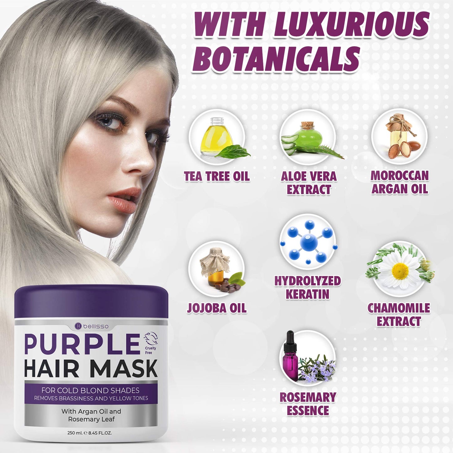BELLISSO Purple Hair Mask and Purple Shampoo and Conditioner