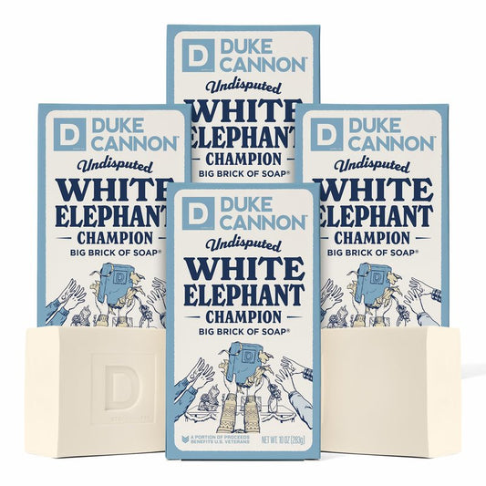 Duke Cannon Supply Co. White Elephant Bar Soap - 10oz Large Soap Brick with Citrus Musk Scent - Holiday Gag Gift, Funny White Elephant Gift Idea 4 Pack