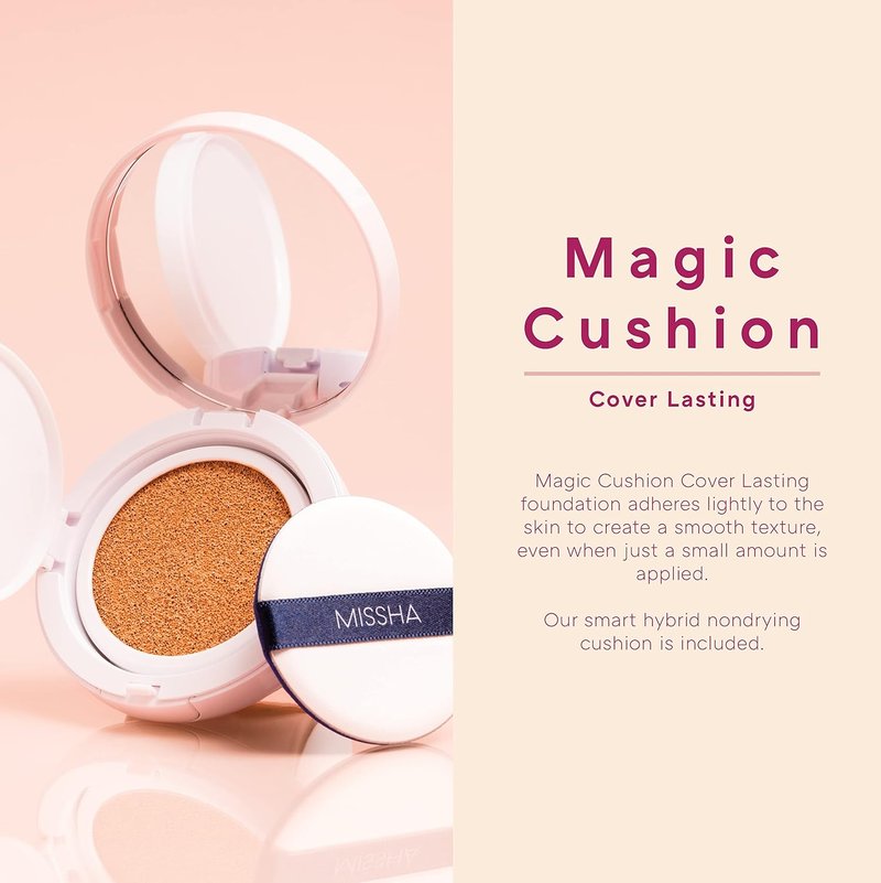 MISSHA Magic Cushion Foundation - No.21 Light Beige | Flawless Coverage, Dewy Finish, Easy Application