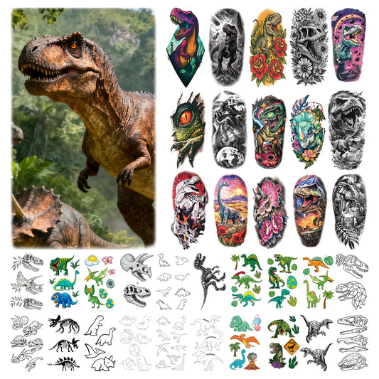 77 Sheets Dinosaur Tattoos for Kids, Realistic Waterproof Dinosaur Temporary Tattoos for Boys Girls, Safe Non-Toxic Fake Dinosaur Party Favors Tattoos