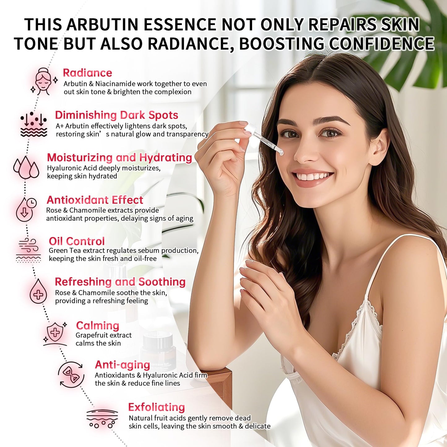 Alpha Arbutin 2% Serum for Dark Spots, Acne Scars, Pore Minimizer, Hydration & Removing Pigmentation - Hyaluronic Acid Serum, 1 Pcs 30 ML- 1 Fl Oz