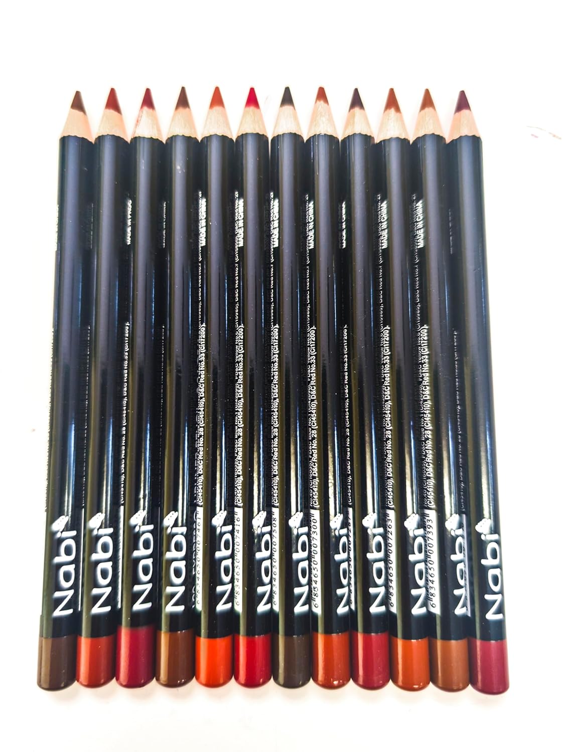 Nabi Lip Liner Set - 12 Vibrant Colors for Perfect Definition | Long-Lasting Formula