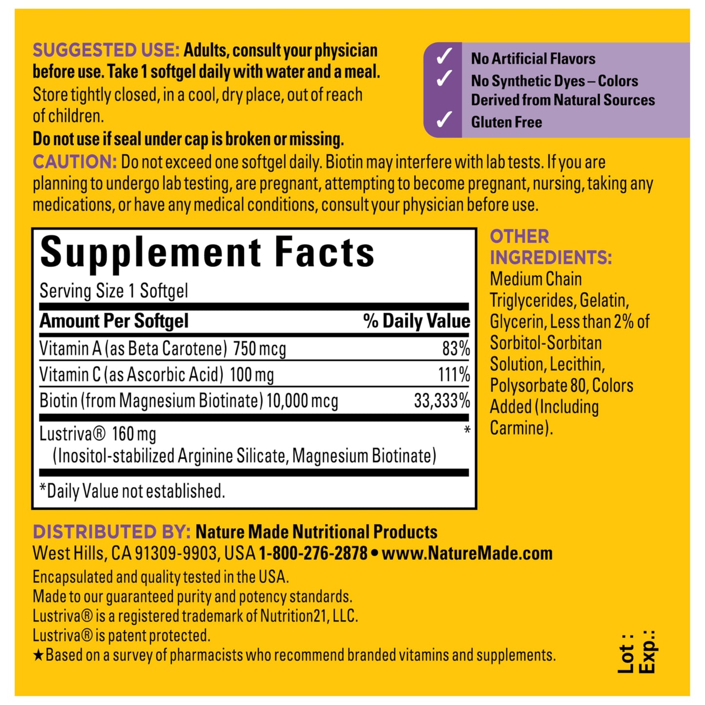 Nature Made Hair Growth Softgels, 30 Softgels