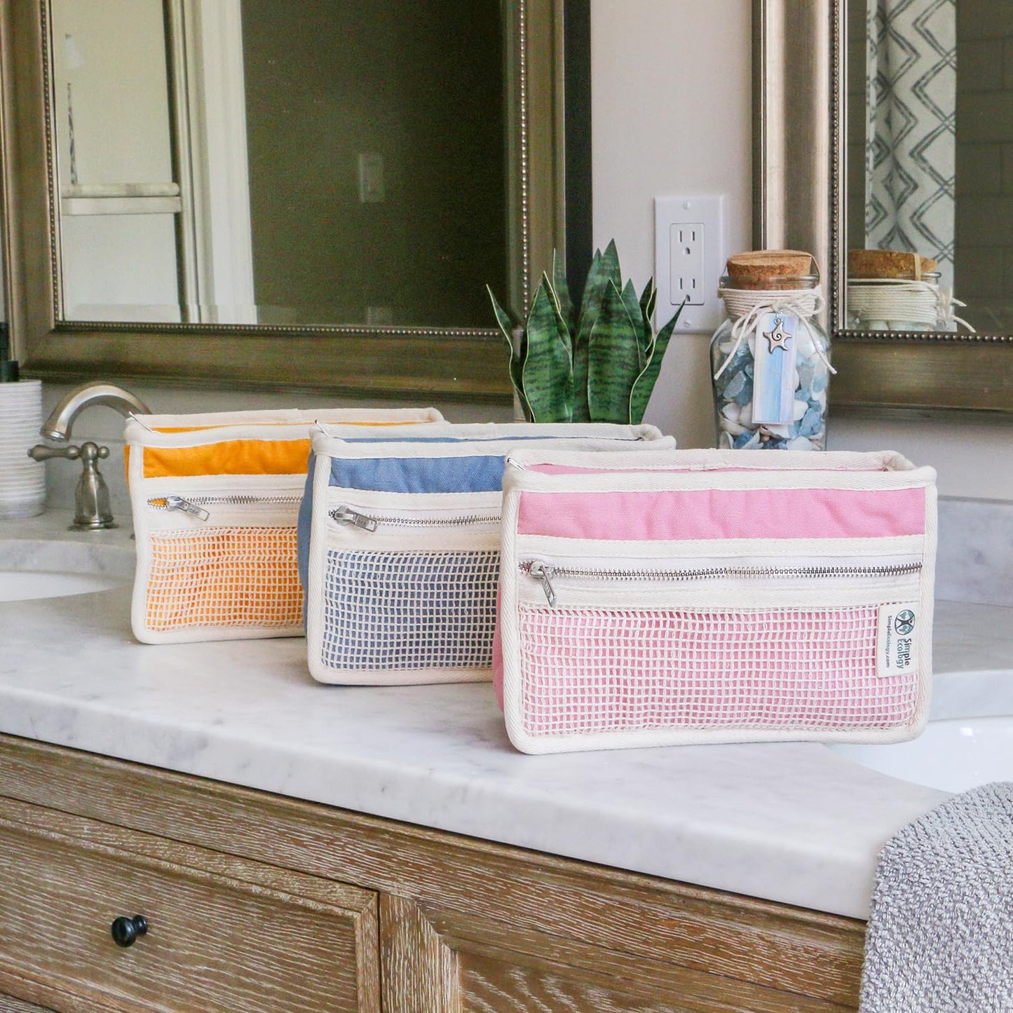 Simple Ecology Organic Cotton Canvas Padded Toiletry, Cosmetic, Travel Bag - Natural