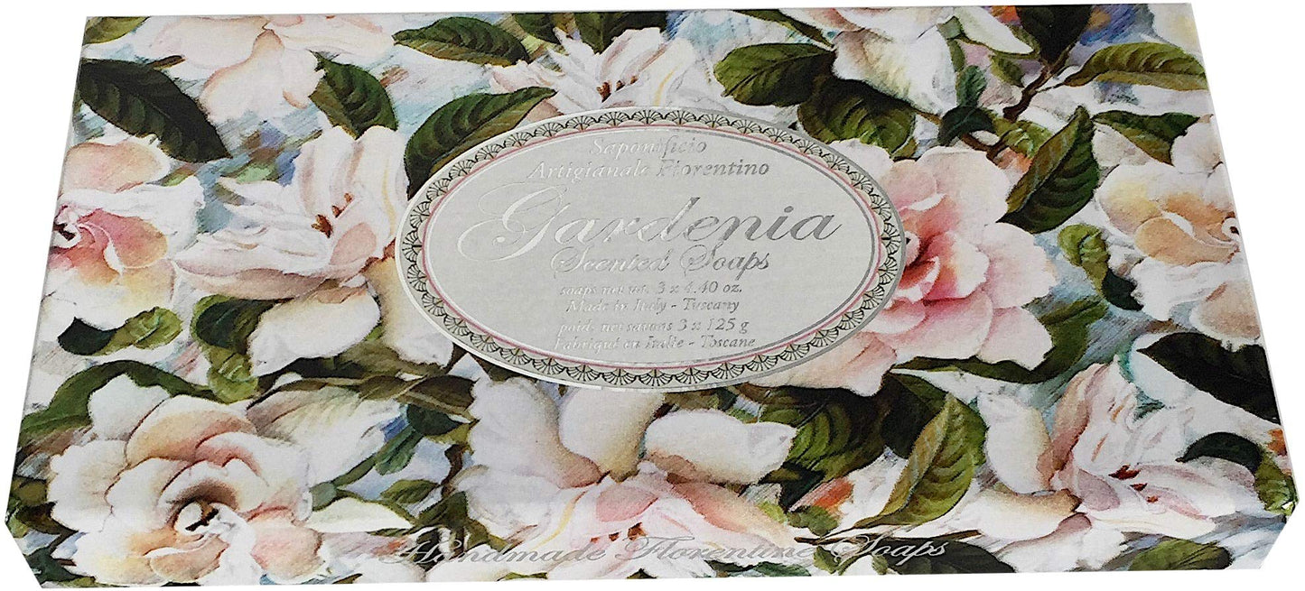 Saponificio Artigianale Fiorentino Luxury Soap Set of 3 Hand Made 4.40 Ounce Bars - Gardenia