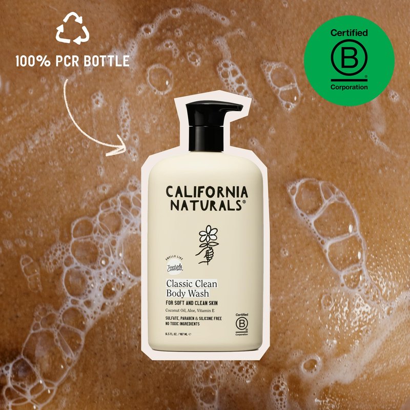 California Naturals Body Wash for Women and Men, Vitamin E Shower Gel Cleanser, Natural, Vegan & Cruelty Free, Paraben & Sulfate Free, Moisturizing Skin, Coconut, All Skin Types, 16.5 fl oz