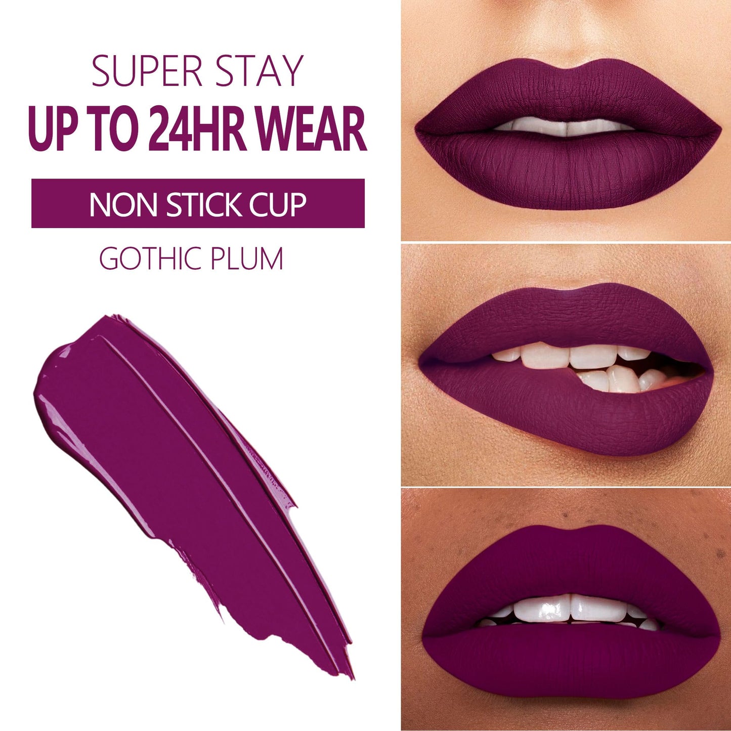 MAKI YIKA 3Pcs Matte Liquid Lipstick Makeup Set, Dark Red Purple Nude Lipstick Long Lasting Smudge Proof Transfer Proof Lip Makeup