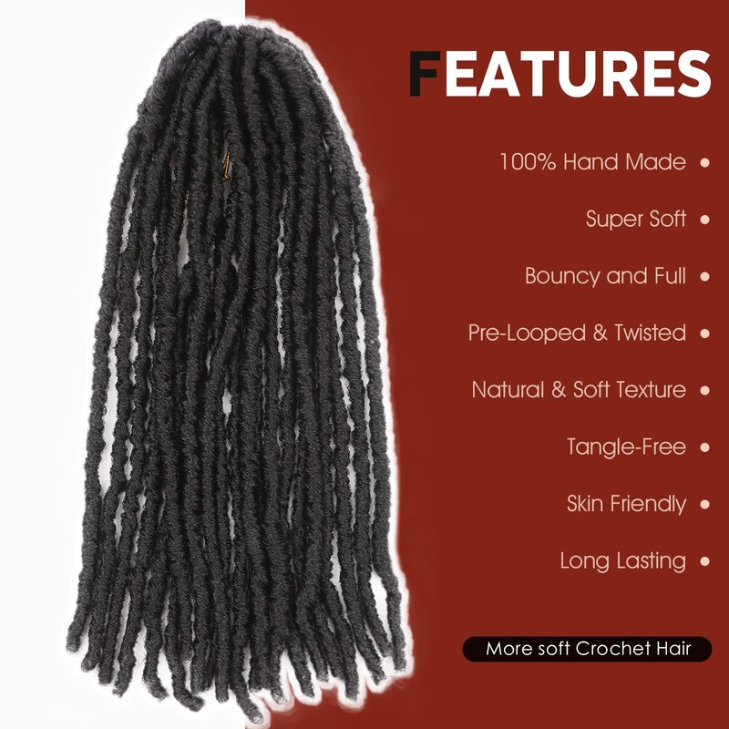 WIGNEE 120 Strands Faux Locs 12 Inches Short Pre-Looped Soft Dreadlock Crochet Hair 6 Packs Pre-Twisted for Black Women (12 Inch, 1B)
