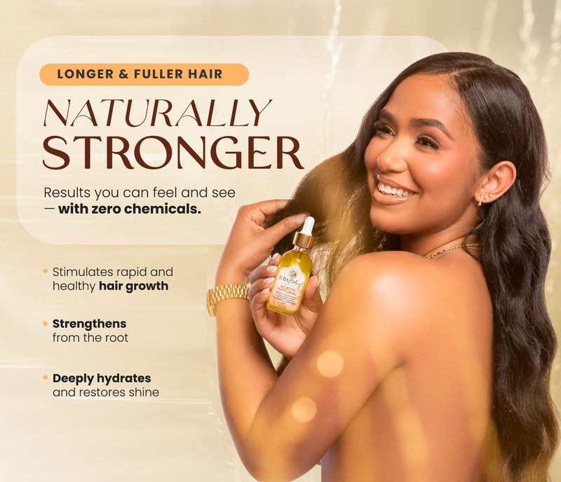 IUBA NATURAL HAIR GROWTH AND CARE Organic Scalp & Hair Oil – Natural hair oil for hair growth and repair – Strengthening hair treatment oil for women & men – Dry scalp solution 2 oz