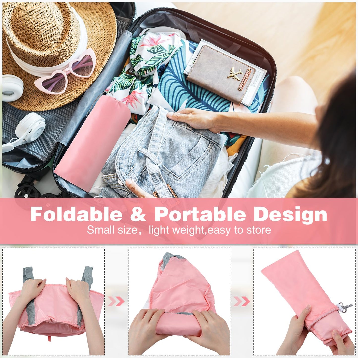 Maxcheck 14L 6 Pcs Pink Collapsible Foot Basin Tub Portable Soaking Feet Bath Bag Foldable Bucket with Handles Pedicure Foot Spa Tub for Travel Camping Outdoor Washing