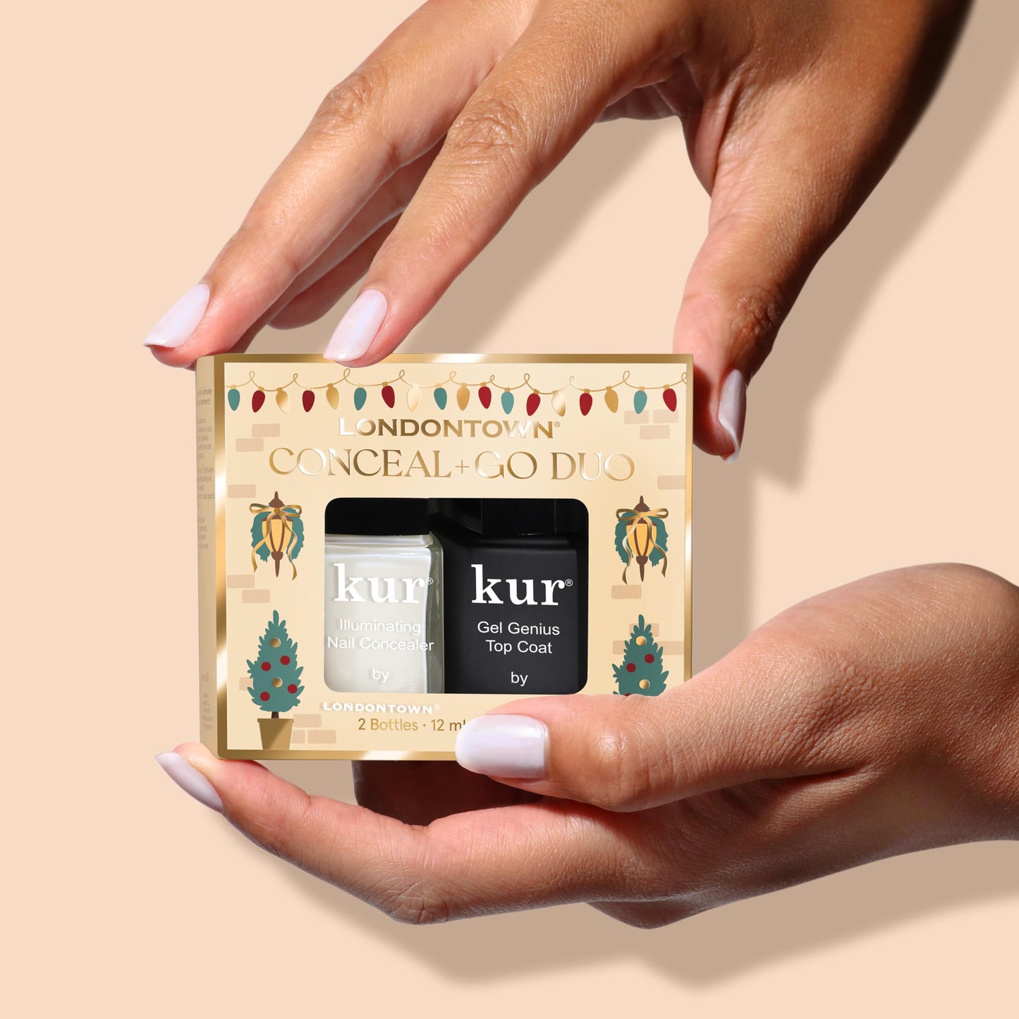 LONDONTOWN kur Original Nail Conceal & Go Duo Set, Includes Original Nail Illuminating Concealer & Gel Genius Top Coat, 2 Piece Set, 0.4 Fl Oz