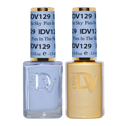 DND Diva Gel Polish Set, Soda Poppin Collection, UV/LED Gel Polish and Air Dry Nail Lacquer, Matching Chip-Free Polish Duo, 129 Pies in the Sky, 0.5 Fl Oz