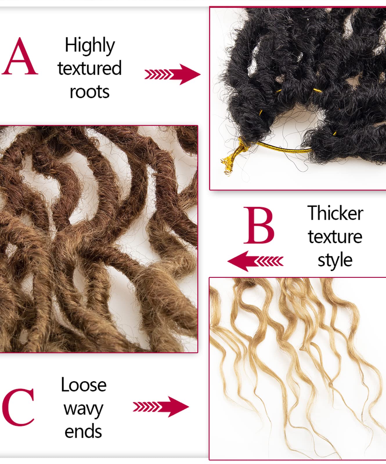 8Packs Faux Locs Crochet Hair 24Inch Crochet Locs, Soft Locs With Curly Ends Boho Faux Locs Crochet Braids(OT30/27, 24Pack of 8))